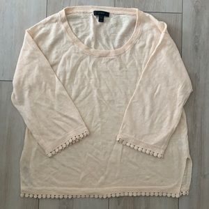 J Crew Cream Lightweight Sweater 3/4 Sleeve size XS